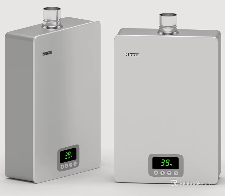 DEMAGE Silver Water Heaters With Digital Temperature Display Two Units Modern Design 3d model 