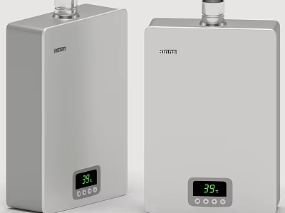 DEMAGE Silver Water Heaters With Digital Temperature Display Two Units Modern Design 3d model