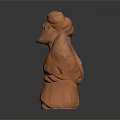 Traditional Hand Carved Wooden Sculpture of Bearded Man with Crossed Hands
