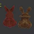 Two Red Rabbit Figurines One With Hat And Bow Ties 3d model