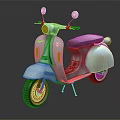 Light Blue Scooter with Black Seat and Silver Mirrors on Black Reflective Surface