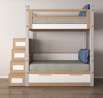 Modern high-low bed Bunk bed 3d model