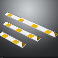 Safety Equipment Strips With White Base Yellow Square And Triangle Markers In Different Lengths