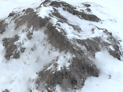 Scenic Snow Covered Mountain Landscape With Rocky Peaks And White Snow 3d model