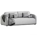Modern Sofa With Pillows Blanket Decorative Balls And Color Options 3d model