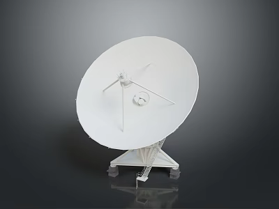 White Satellite Dish With Sturdy Mounting Stand And Dish Shaped Design 3d model