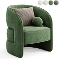 Modern Light Beige Single Sofa With Accent Pillow And Round Cushion Design 3d model