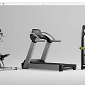 Various Sports Equipment With Treadmill Exercise Bike Rowing Machine And Weight Bench