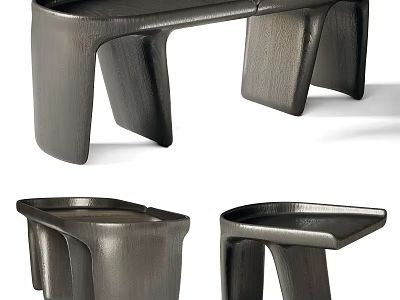 Modern Coffee Table With Unique Sculptural Legs And Matte Metallic Surface Design 3d model