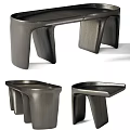 Modern Coffee Table With Unique Sculptural Legs And Matte Metallic Surface Design