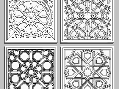 Intricate Traditional Carved Decorative Patterns With Geometric And Floral Motifs 3d model