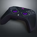 Modern Game Controller With Black Design Purple Buttons Pink X Logo And Textured Grips 3d model