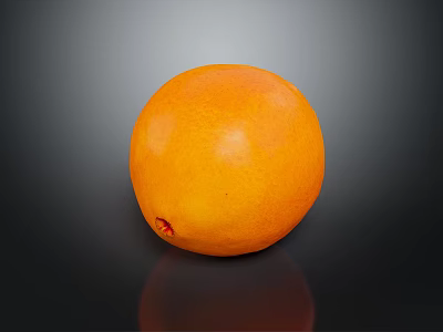 Fresh Ripe Juicy Orange With Round Shape Smooth Surface And Reflection On Dark Background 3d model