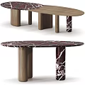 Various Modern Dining Tables With Marble Tops And Wooden Legs In Stylish Design