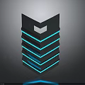 Futuristic Tactical Weapon Featuring Layered Metallic Design With Blue Accent Lines