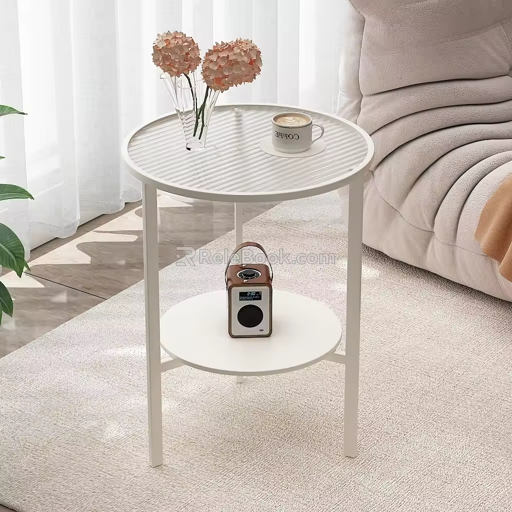 Changhong Glass Coffee Table Radio Lazy Sofa Carpet Curtain Vase 3d model