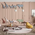 Nordic Children's Table and Chair Children's Table and Chair Toy Combination 3d model