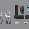 Various Gaming Computer Peripherals Headphones Mechanical Keyboards Controllers and Mouse Pads 3d model