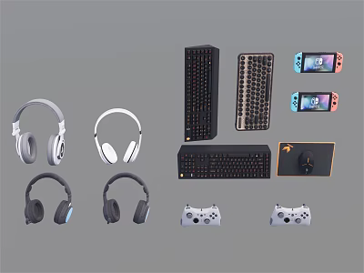 Headset keyboard gamepad 3d model Headset keyboard gamepad 3d model