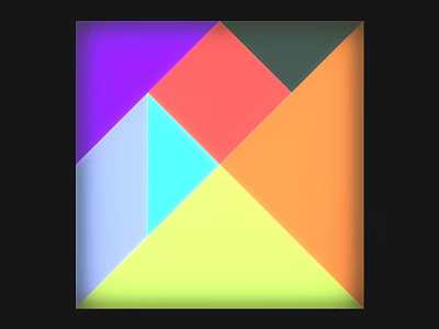 Colorful Abstract Geometric Pattern with Squares Triangles and Bright Tones Design 3d model