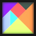 Colorful Abstract Geometric Pattern with Squares Triangles and Bright Tones Design