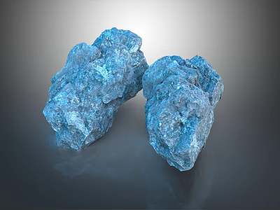 Shiny Blue Natural Stone Rocks Raw Specimens Perfect for Home Decor 3d model