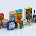 Variety of Packaged Food Products Including Breakfast Cereals Snacks Canned Goods and Condiments