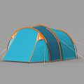 Blue Camping Tent With Orange Edges And Dome Design For Outdoor Use