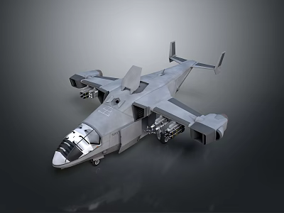 Realistic Detailed Gray Military Aircraft Model With Cockpit Wings And Engines 3d model