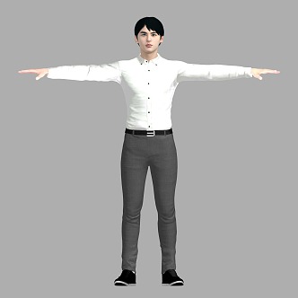 Shirt Men's Business Wear Men's White Shirt Boys Young Men 3d model