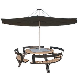 Outdoor Leisure Chair Combination Outdoor Chair Round Table and Chair Leisure Seat Sunshade Chair 3d model