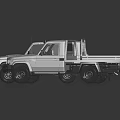Three Silver SUV And Pickup Truck Models On Shiny Reflective Surface 3d model