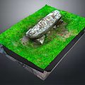 Natural Wooden Stone Decorative Piece With Green Grass Base And Textured Surface