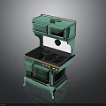 Vintage Green Kitchen Stove With Retro Design Classic Style And Metal Accents