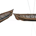 Two Weathered Wooden Boats With Classic Hull Structure And Natural Wood Planks