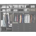 Modern Wardrobe Interior Design With Hanging Folded Clothes And Drawers 3d model