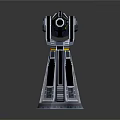 Futuristic Sci Fi Weapon With Blue Yellow Accents Modern Tech Design Long Barrel Stable Base 3d model
