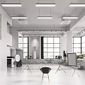 Modern Industrial Open Studio Space With Bicycle Photography Equipment Stairs And Pendant Lights