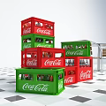 Coca Cola Stacked Storage Crates With Red Green Beverage Bottles And 3d model