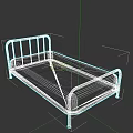 Simple Design Double Bed With Silver Metal Frame And White Mattress