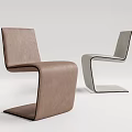 Sleek Modern Dining Chairs With Brown Light Gray Leather And Curved Lines