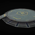 Futuristic Circular Platform With Hexagonal H Symbol Yellow Lines And Grid Base 3d model