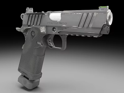 Finger Strong Modern Tactical Pistol Design With Textured Grip And Sight 3d model