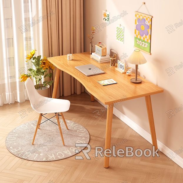 Nordic Desk and Chair Table and Chair Combination model