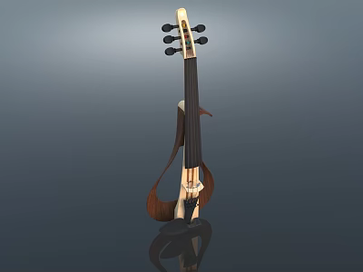 Unique Handcrafted Wooden String Violin With Curved Body And Artistic Musical Design 3d model
