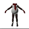 Snowman Costume Figure With White Bulky Belly Red Scarf Red Gloves And Brown Legs