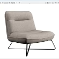 Modern Gray Upholstered Lounge Chair With Padded Seat And Black Metal Legs