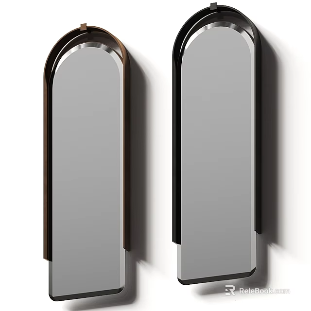 Modern Arched Wall Mirrors With Brown And Black Frames For Home Decor 3d model 