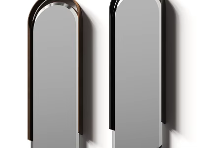 Modern Arched Wall Mirrors With Brown And Black Frames For Home Decor 3d model