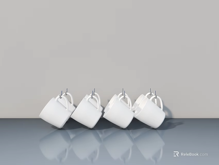 White Traffic Cones As Road Safety Facilities On Gray Pavement Surface 3d model 